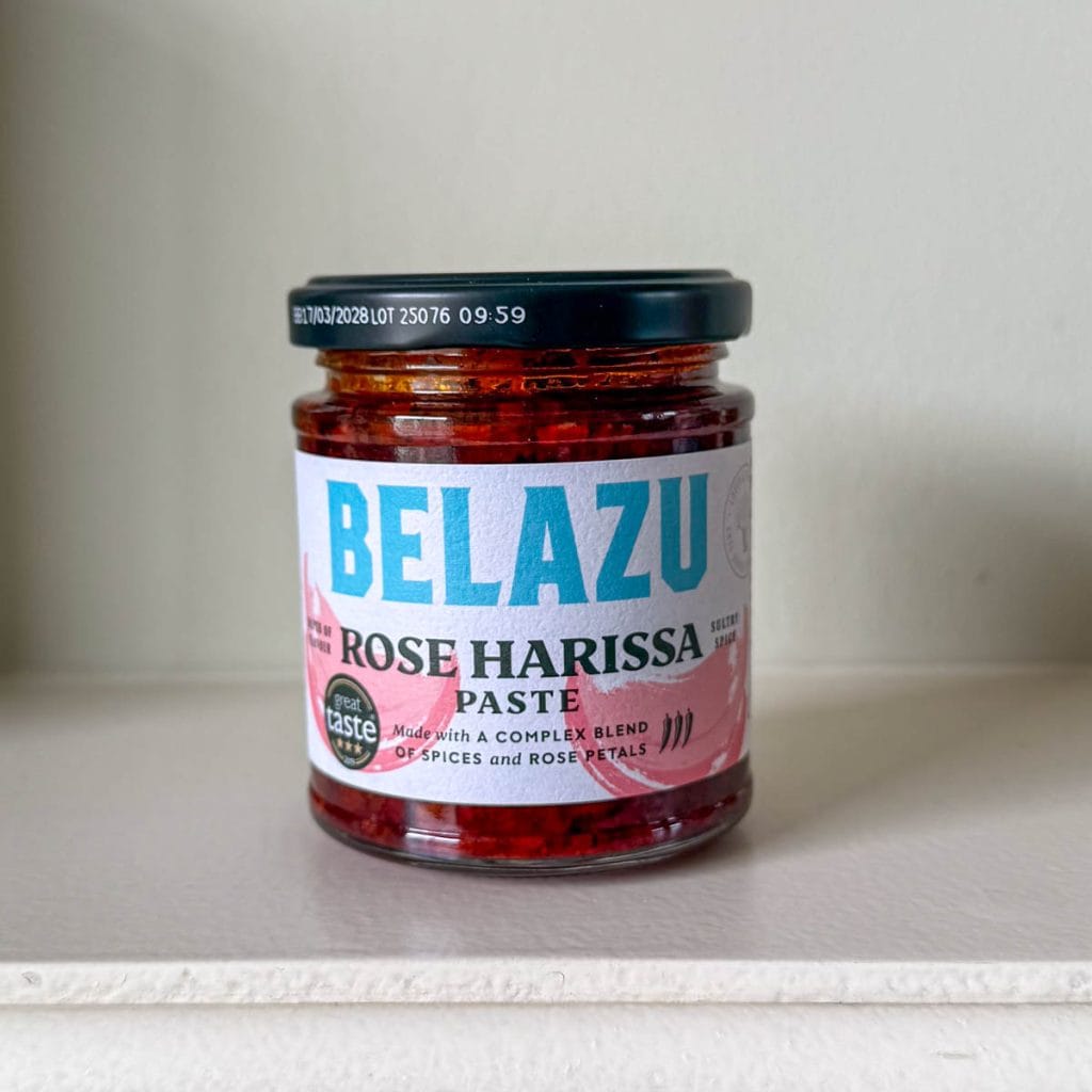 My favourite harissa paste is Belazu's rose harissa paste.