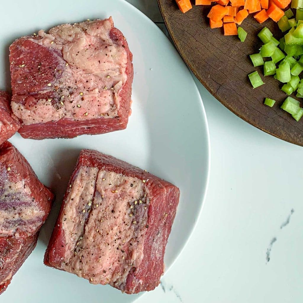 Beef brisket, ready to be seared and turned into a delicious ragu for the lasagna.