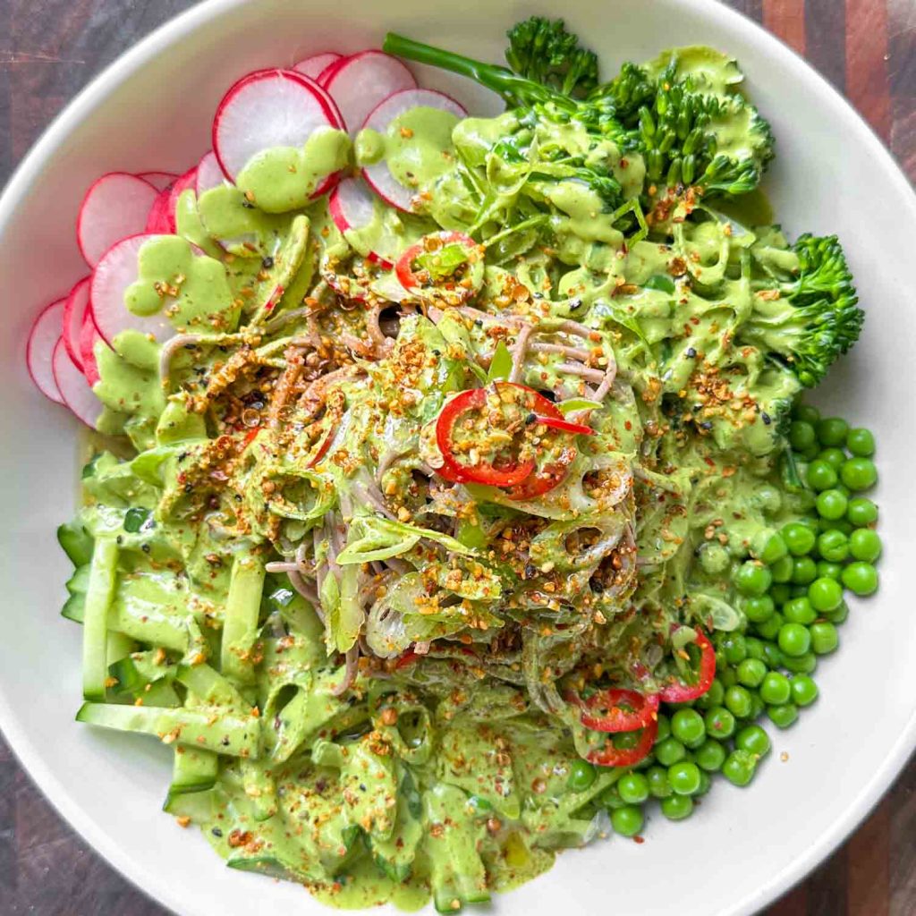 Miso Ginger Green Tahini Noodles