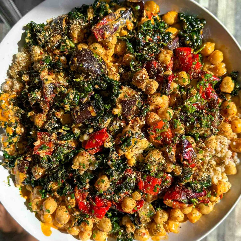 Layered Chickpea And Roasted Vegetable Salad