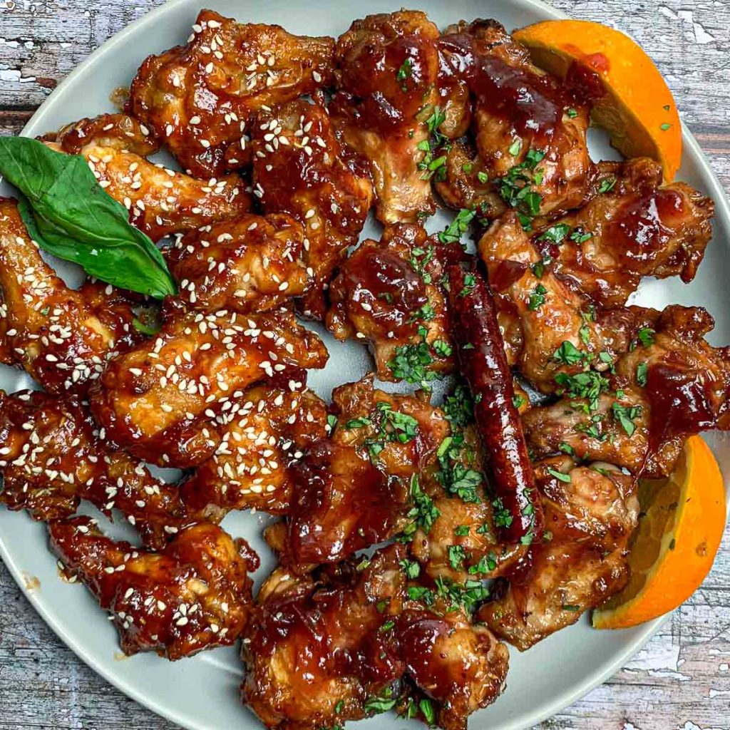 A plate of Christmas chicken ways, done two ways.