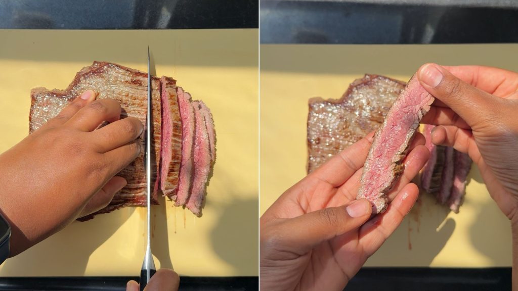 Always slice steak against the grain.