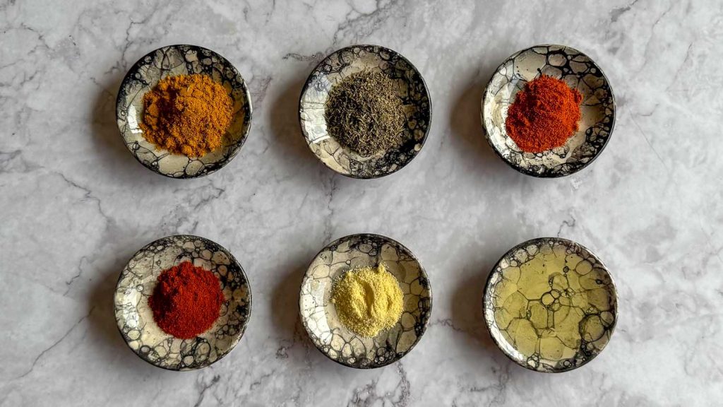 The seasonings for the chicken.