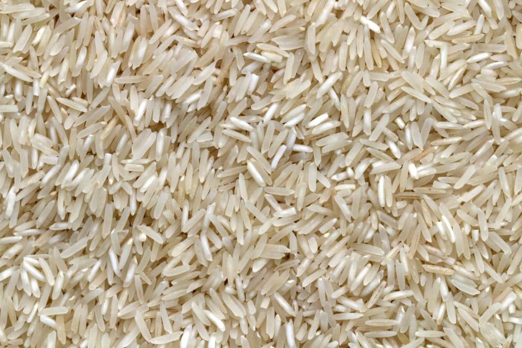 A closeup shot of plain basmati rice.
