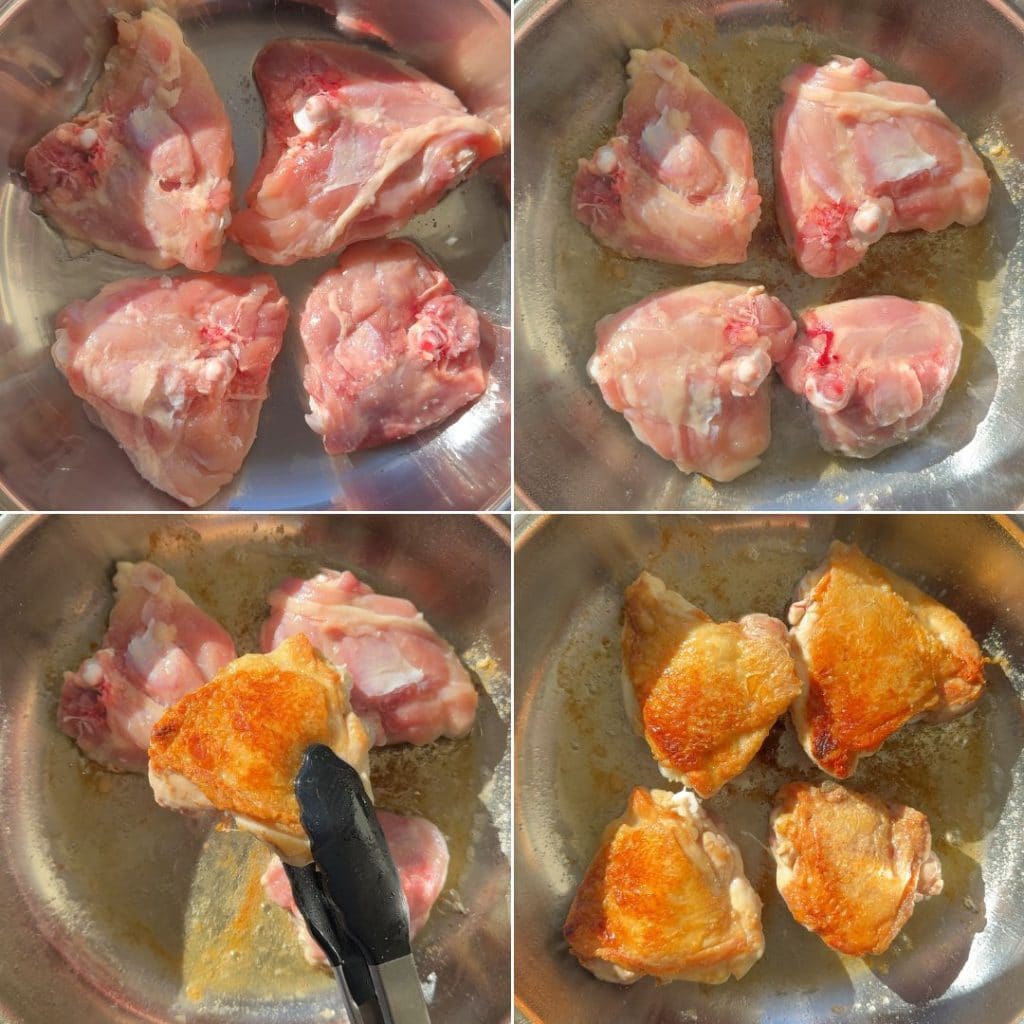 The 4 stages of rendering chicken skin.