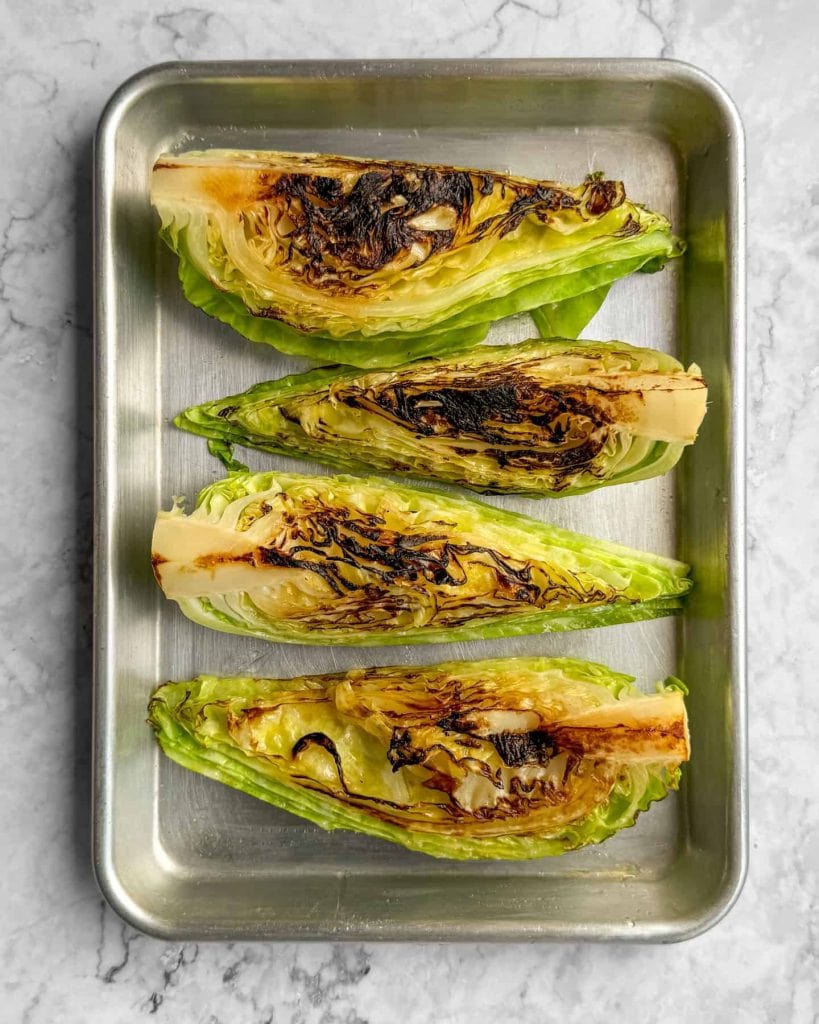 Charred hispi cabbages.