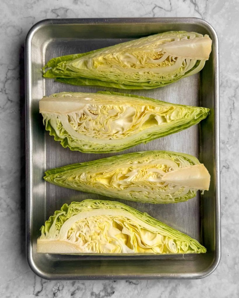 An overhead shot of the cabbage.