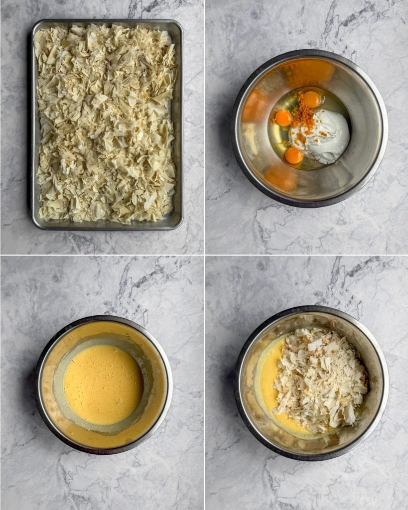 A step-by-step visual breakdown of how to make Earl Grey Portokalopita.