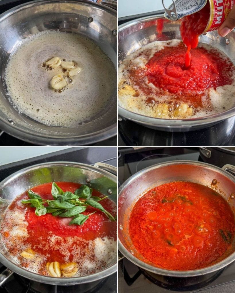 Step-by-step photos of making the sauce.