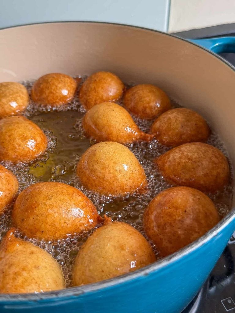 A shot of the deep frying stage