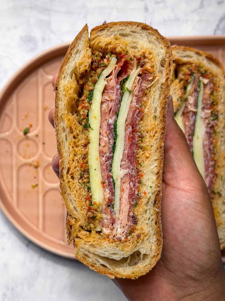 Easy homemade muffuletta sandwich recipe