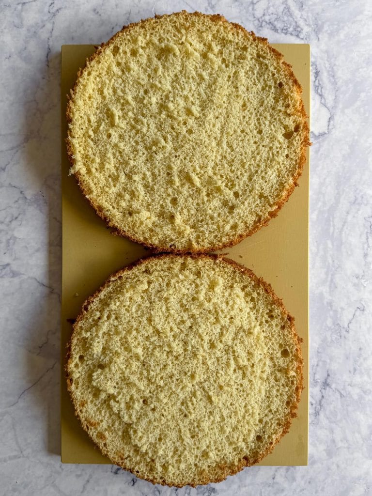 A close-up of the light and fluffy crumb.