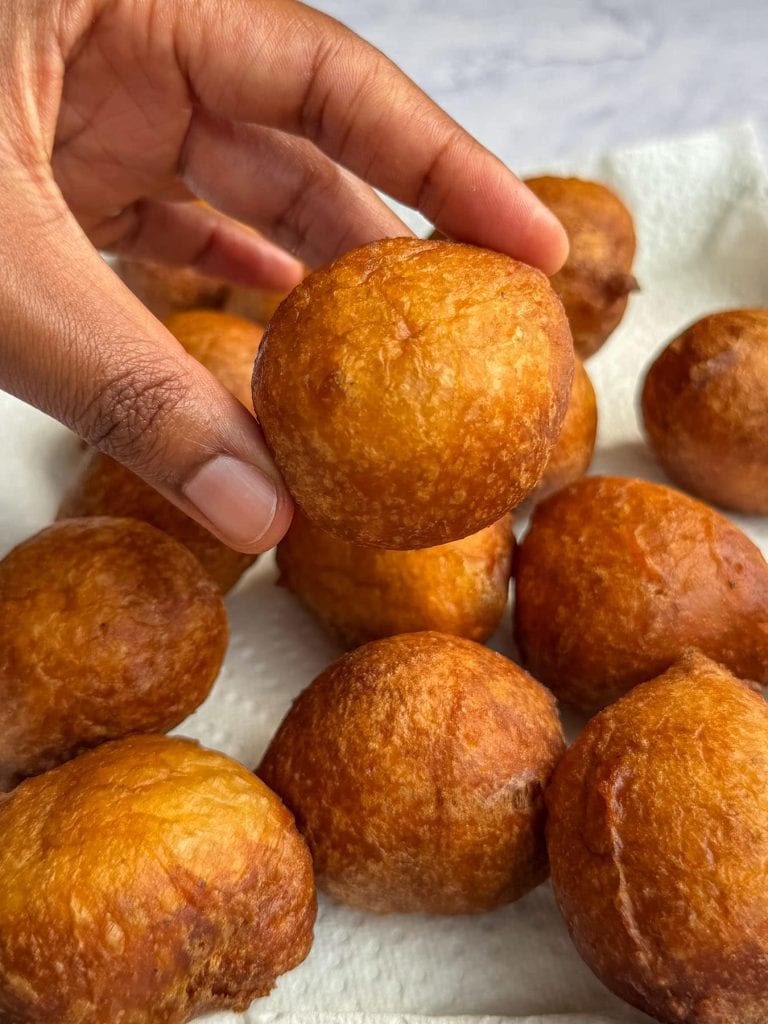 A close up of a singular puff puff